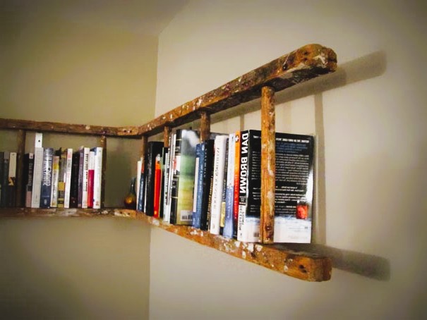 Book stand made from stairs
